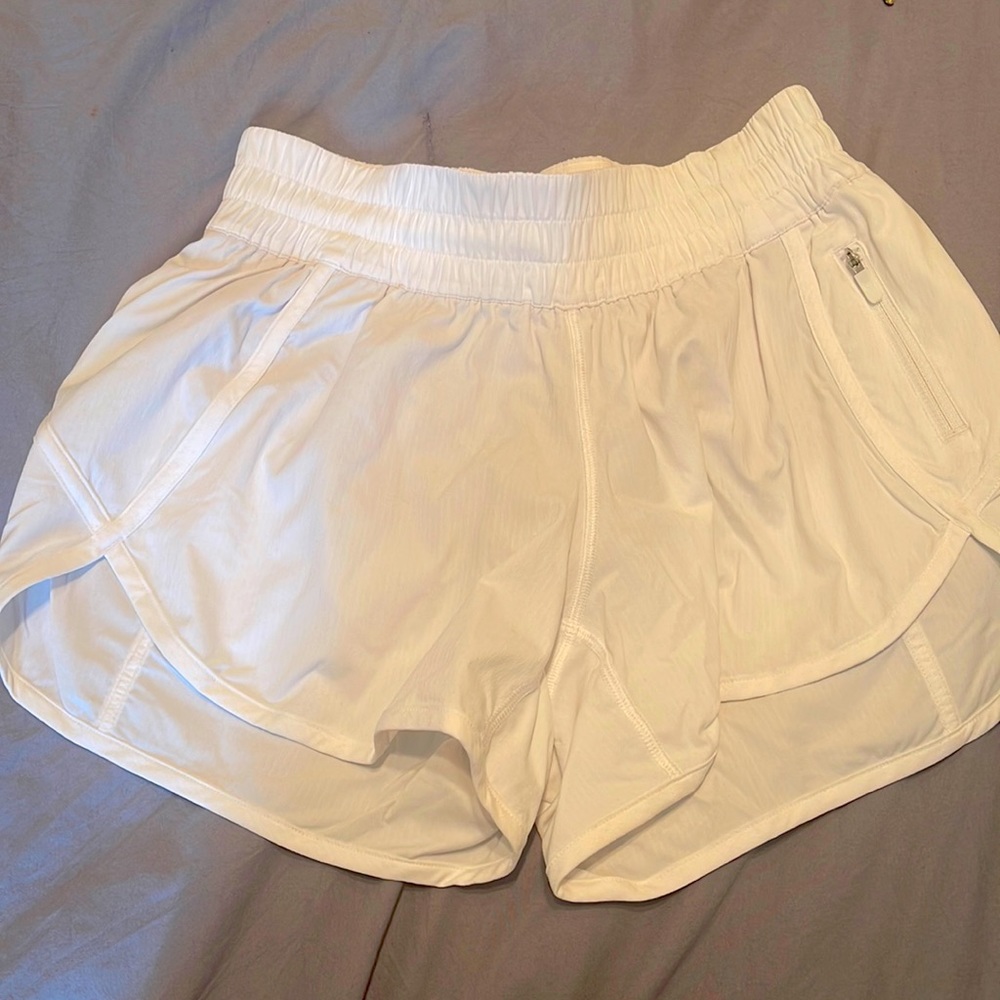 White Lululemon track that short 3 inch